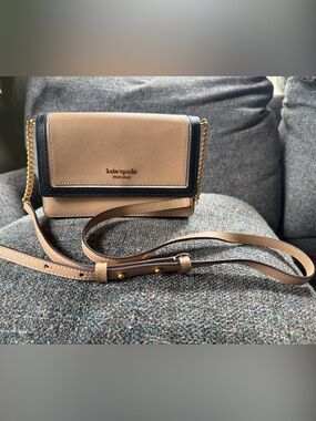 kate spade Two-Tone Beige and Black Crossbody Wallet